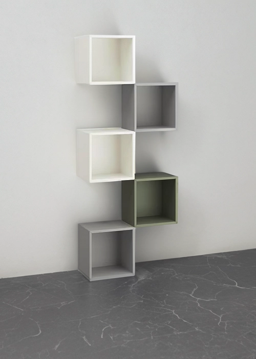 Cube shelves on wall