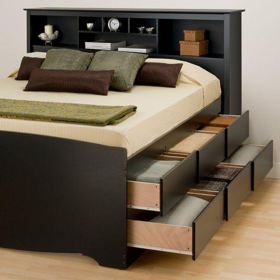 A bed with drawers