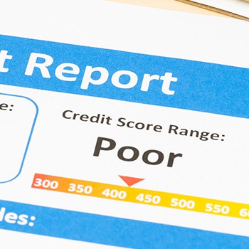 Report showing poor credit