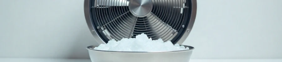 Bowl of ice water in front of a fan