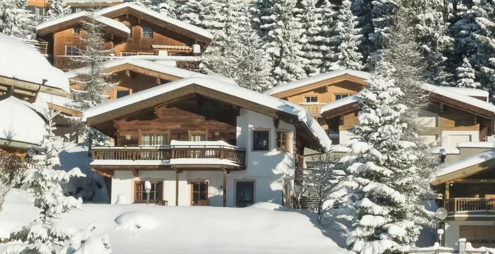 Homes covered with snow due to winter season